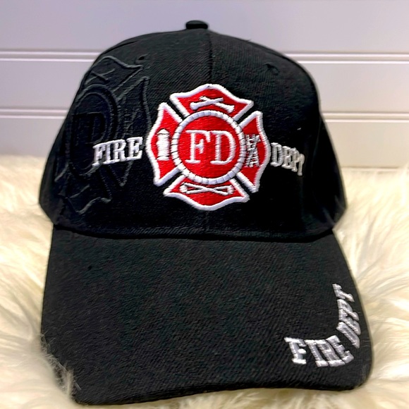 Fire Department Black Embroidered Baseball Cap - Picture 1 of 12